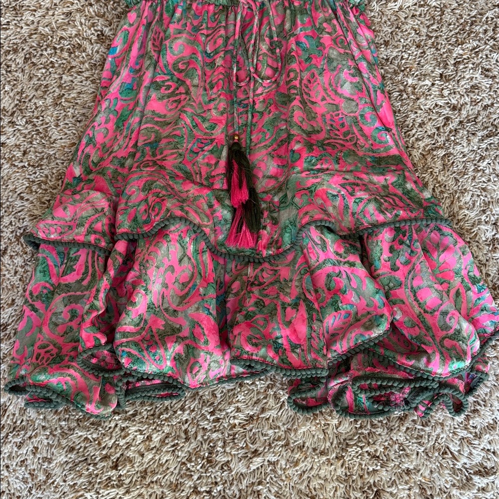 Strapless Pink and Green Dress - Picture 3 of 8